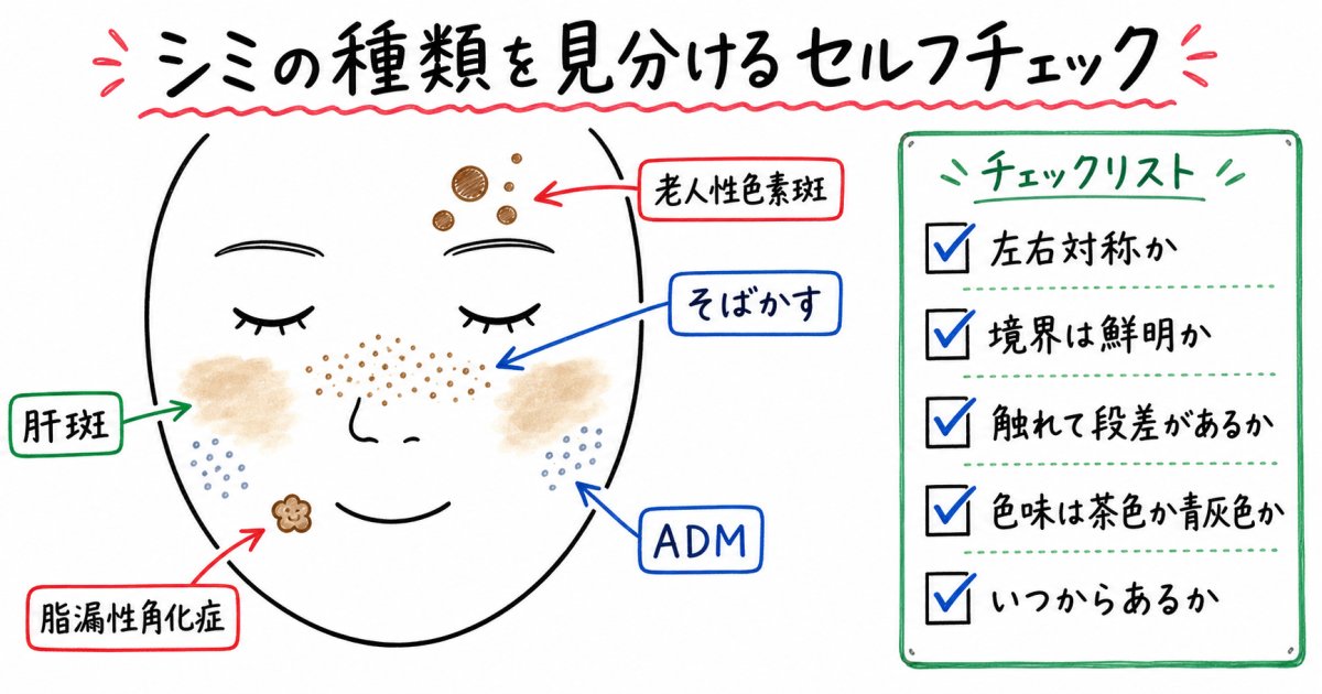 代表的なシミの種類と特徴をセルフチェックで見分ける方法